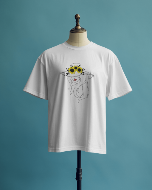 Sunflower Hat Girl T-Shirt - Image 2