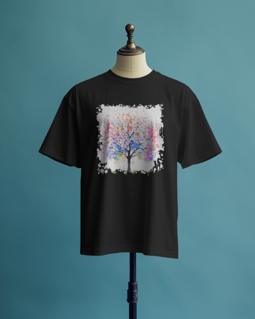 colorful tree design in black