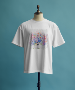 colorful tree design in white